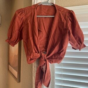 Abercrombie & Fitch Terracotta Tie-Front Blouse